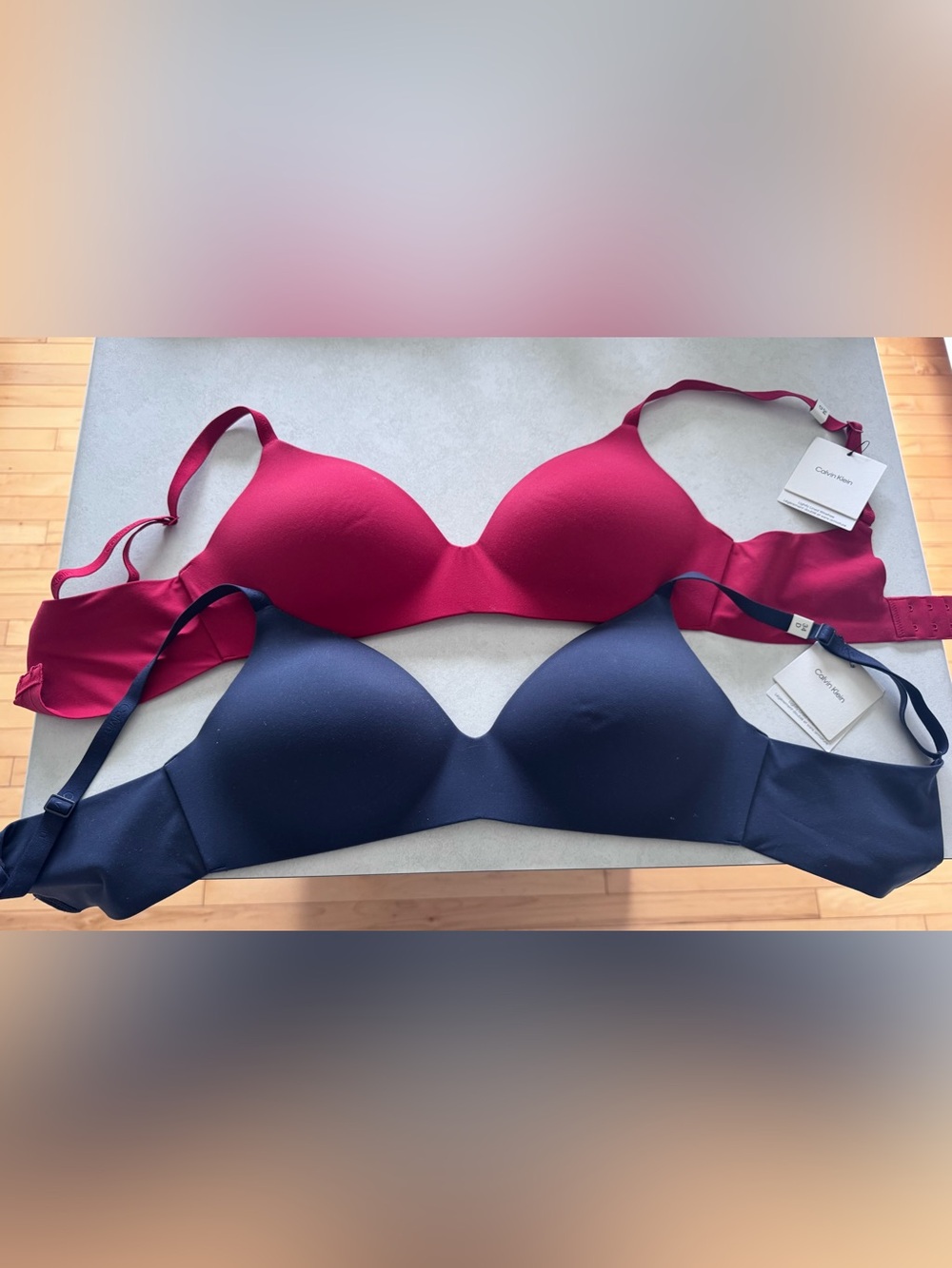 NWWT- Calvin Klein Smooth T-Shirt Bras - Wine Red & Navy